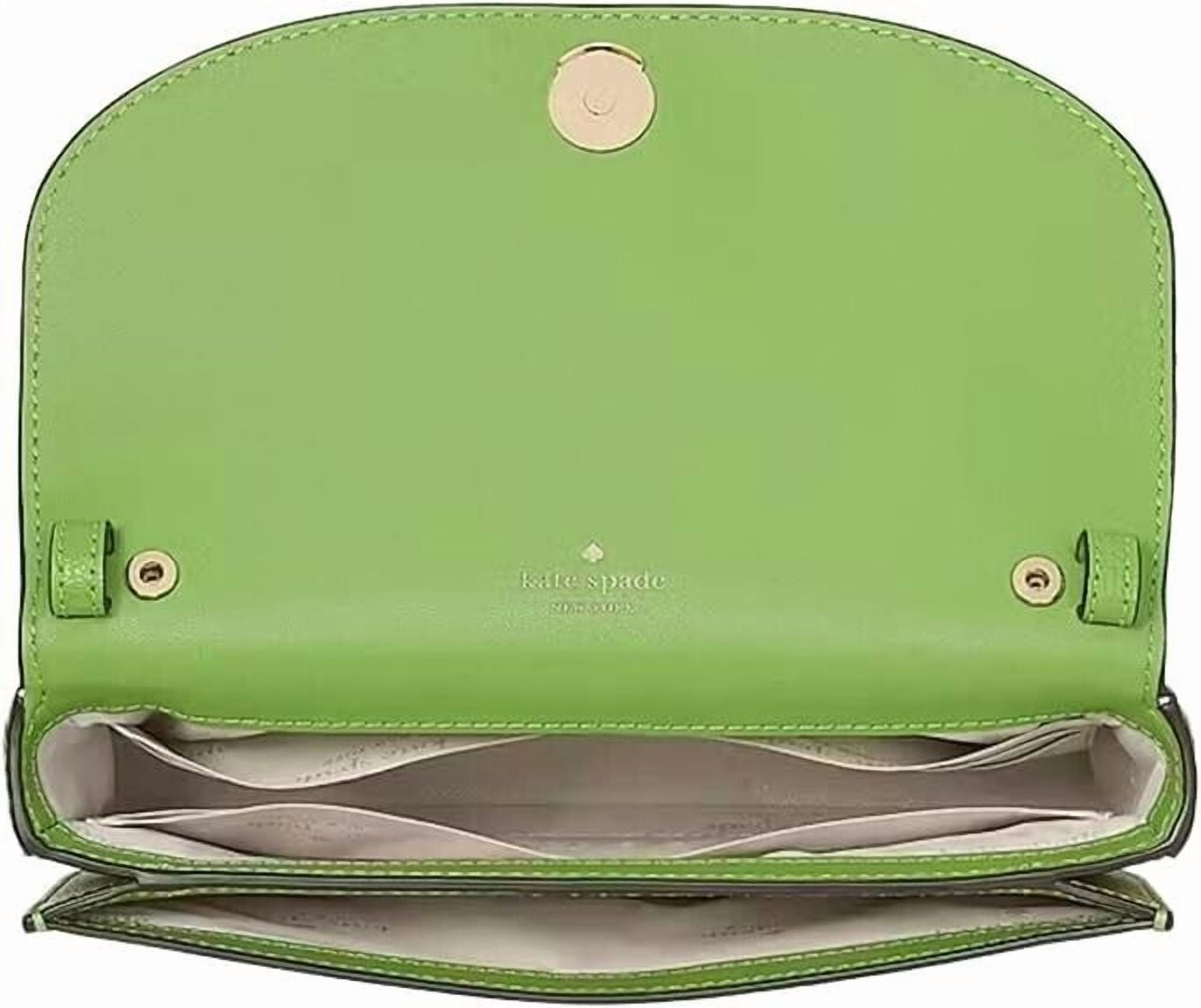 Kate Spade Kristi Turtle Green Leather Chain Flap Crossbody Bag