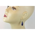 thumbnail image 2 of Sterling Silver Lapis Lazuli Earrings Blue Long Faceted Teardrops Pyrite Flecks Simple Dangle Drops 1.7" Designed for Adult Women, 2 of 5