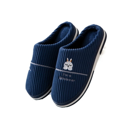 

GENILU Mens Casual House Slippers Slip On Indoor Non-slip Fuzzy Slipper Tibetan Green K-Rabbit 10.5-11