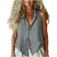 thumbnail image 5 of Tqcoqu Women's Jacket Waistcoat Deep V Neck Sleeveless Button Down Vest Linen Casual Trendy Tank Tops,Gray,Women's S-XXL, 5 of 7