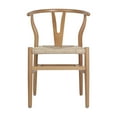 thumbnail image 6 of Emma + Oliver Wishbone Style Wooden Dining Chair with Kraft Paper Rope Seat, Stackable Design, and Oak/Natural Finish, 6 of 11