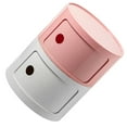 thumbnail image 2 of Mesita de noche de estilo nórdico, redonda, de gran capacidad, con dos niveles, ideal para dormitorio, color rosa y blanco lechoso., 2 of 12