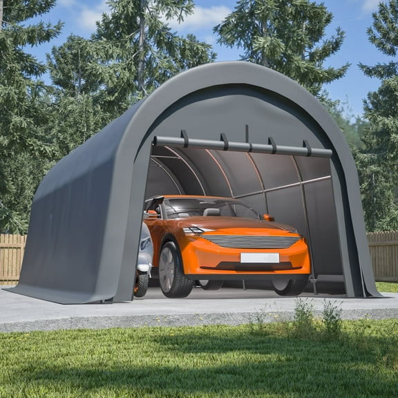 12×20FT Heavy Duty Carport with Roll-up Sidewall, Car Canopy with All-Season Tarp, Portable Outdoor Garage for Car, Truck, SUV, Boat