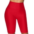 thumbnail image 3 of Arlun Women's Neon Shiny Biker Shorts High Waisted Stretchy Tummy Control Athletic Cycling Workout Running Active Shorts Lightweight Breathable Fitness Bottoms Red XL, 3 of 5