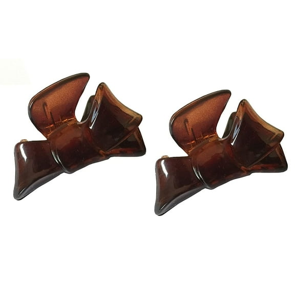 Parcelona French Bow Set of 2 Small Celluloid Shell Jaw Hair Claw Clamp Clutcher