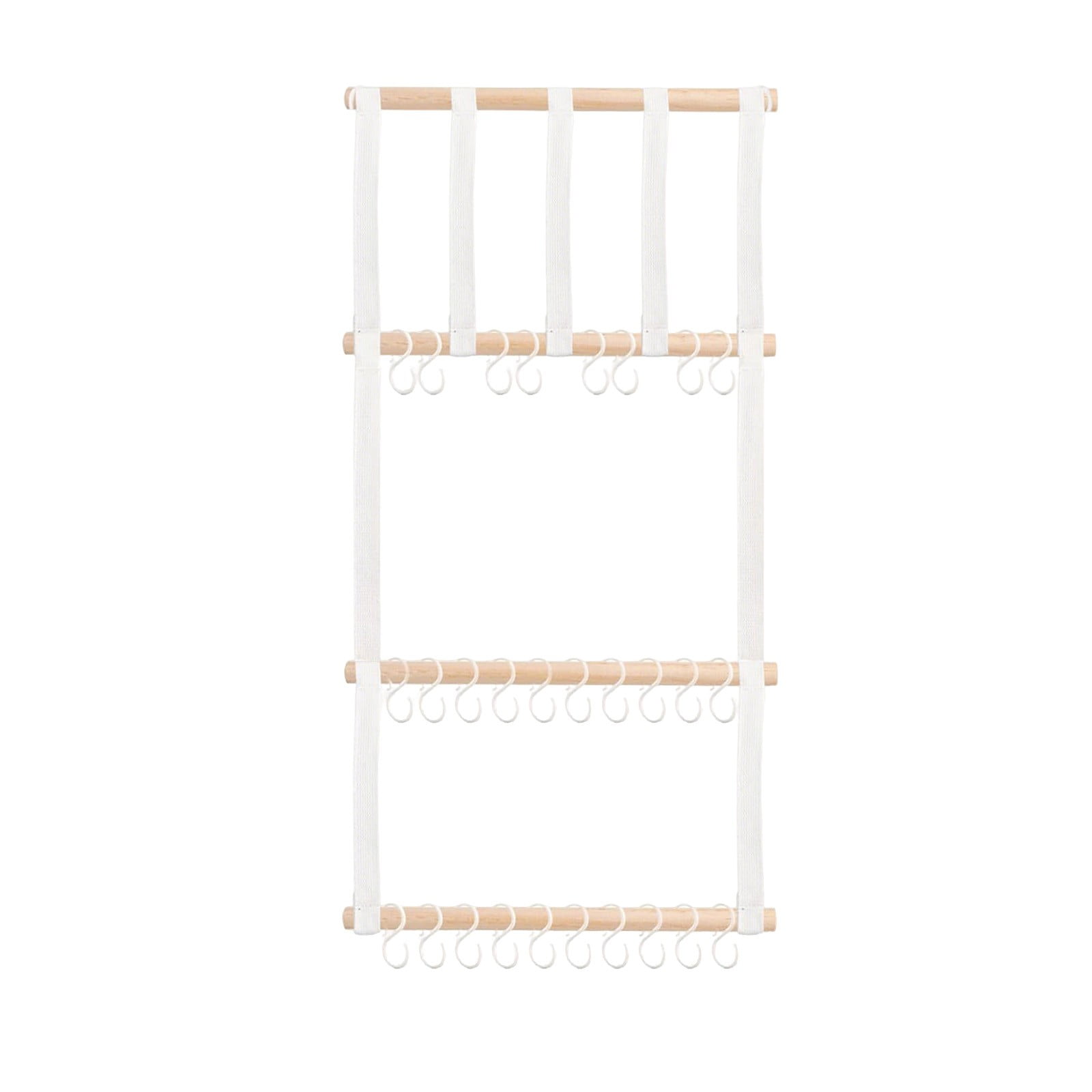 Hanging Hair Bow Organizer, 3 Tier Ribbon Storage Rack With Wooden Dowels And Hooks, Hair Clip Headband Barrette Holder, Wall Decor For Bedroom Nursery Closet