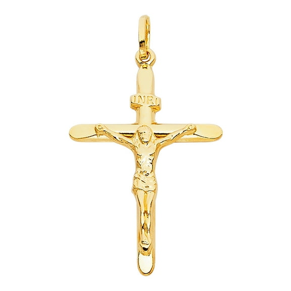 14k Yellow Gold Jesus Christ Crucifix Prince of Peace Crucifix Pendant Charm Jewelry Female Unisex