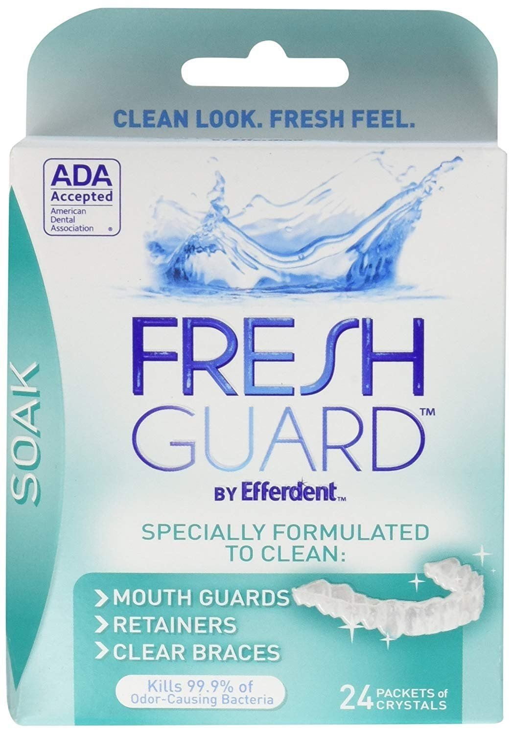 Efferdent Fresh Guard Dental Device Cleansing Soak Crystal 24 Packets 2 PK