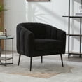 thumbnail image 5 of 3-Piece Chenille Small Living Room Items Set with Metal Legs, Channel Tufted Sofa Conversation Set for Living Room/Bedroom/Balcony/Office/Reception/Apartment, Loveseat & 2 Accent Chair,Black, 5 of 9