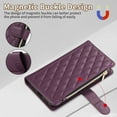 thumbnail image 5 of Allytechgroup Google Pixel 6 Wallet Case with Cards Holder Zipper Pocket, RFID Blocking Hand Wrist Shoulder Strap Stylish Girls Women Phone Case for Google Pixel 6, Darkpurple, 5 of 9