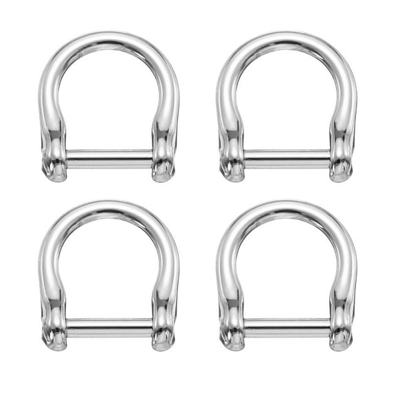 4Pack Screw in Shackle Horseshoe D-Ring, 12mm(1/2 Inch) Key Holder U-Shape Ring Buckle, Purse Strap Accessories for DIY Leather Craft Keychain, Silver