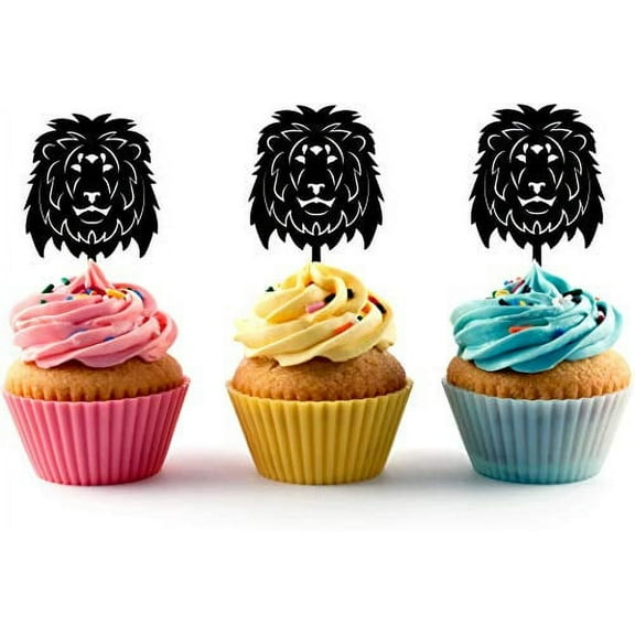 Whimsical Practicality's Lion head Silhouette Acrylic Cupcake Toppers 12 pcs