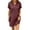 Wine, variant on Womens V Neck Long Sleeve Fall Dresses Women's New Short Sleeve V-neck Solid Color Pullover Comfortable Casual Button Dress Saffron