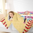 thumbnail image 3 of Castle Fairy Baseball Ice Cream Queen Bedding 7pcs, Sport Theme Bedding Comforter Set Queen, Yellow Pink Blue, 3 of 7