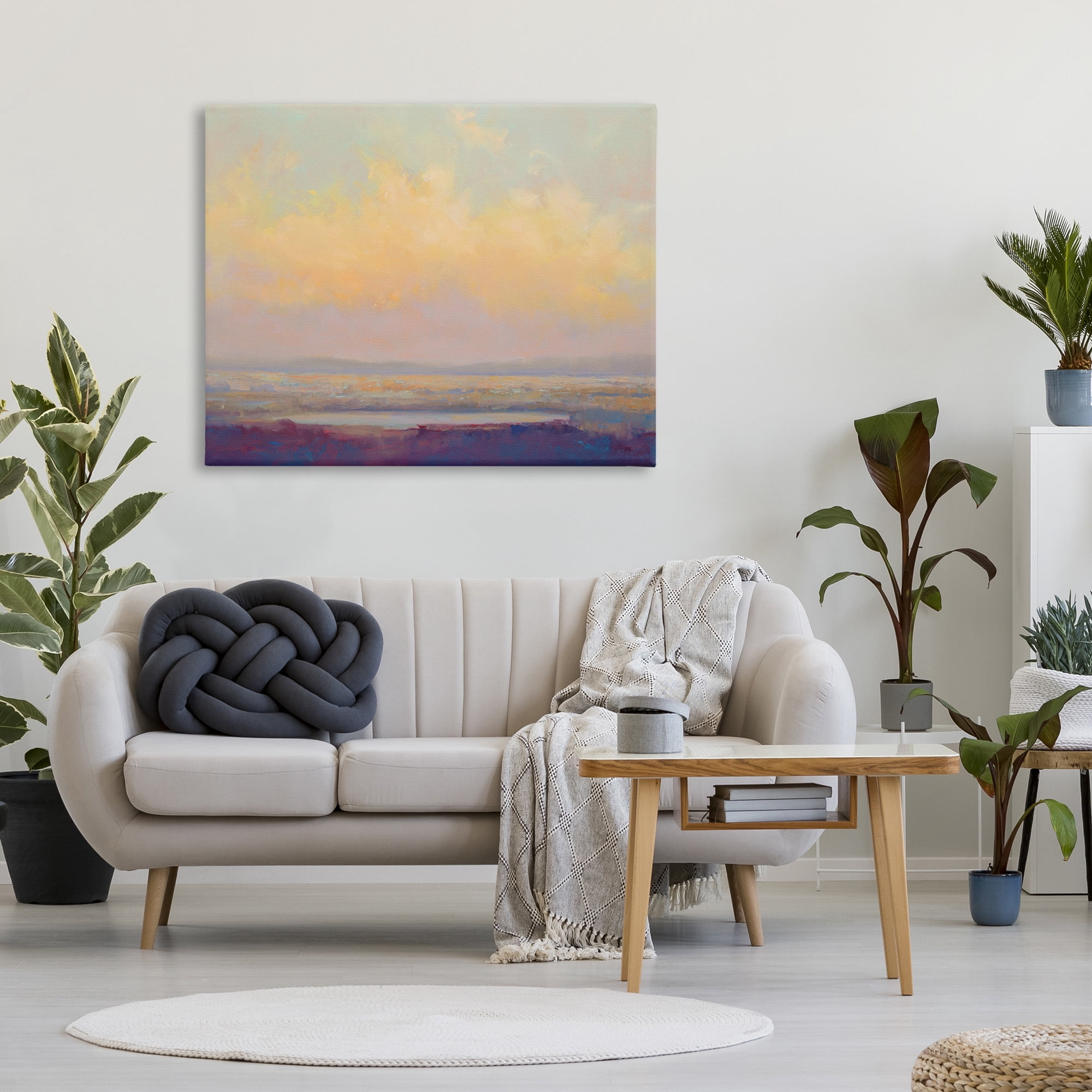 Stupell Industries Abstract Orange Sunset Landscape Painting Gallery Wrapped Canvas Art Print Wall Art, 48 x 36