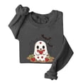 thumbnail image 4 of Feancey Halloween Sweatshirts for Women Cute Ghost Graphic Crewneck Pullover Tops Teen Girls Casual Drop Shoulder Long Sleeve Sweatshirt Gray M, 4 of 4