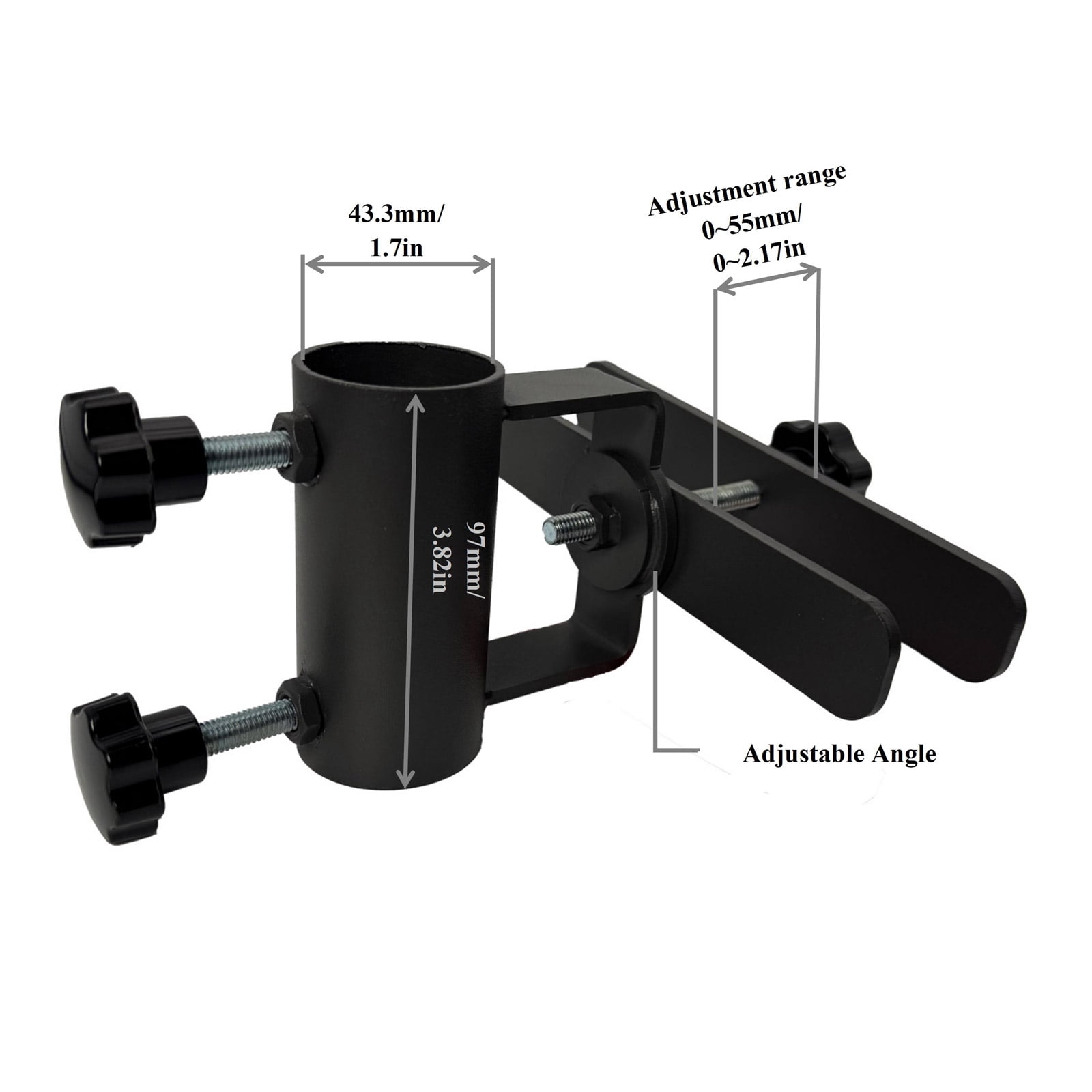 2Pcs Heavy-Duty Adjustable Patio Umbrella Holder, Outdoor Metal Clamp Umbrella Base and Stand for Fixed Deck Railings and Poles