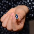 thumbnail image 4 of Gold Plated Adjustable Created Opal Rings | Stacking Rings | Gold Rings for Women (Jewel Blue), 4 of 6