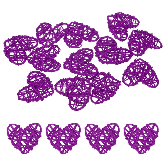 Uxcell 12-Pack Heart Shaped Wicker Rattan Balls 60mm/2.4 Inch Decorative Rattan Balls for Christmas Weddings Thanksgiving Lilac