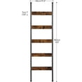 thumbnail image 3 of Blanket Ladder, 5-Tier Towel Rack with Hooks, Wall-Leaning Blanket Rack, Decorative Display Ladder Shelf, Scarves, Industrial, Living Room, Bedroom, Rustic Brown and Black BF52CJ01, 3 of 8