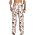 thumbnail image 3 of Uemuo Lilies Flowers Pattern Men's Wide Leg Palazzo Lounge Pants with Pockets Light Weight Loose Comfy Casual Pajama Pants-Medium, 3 of 9