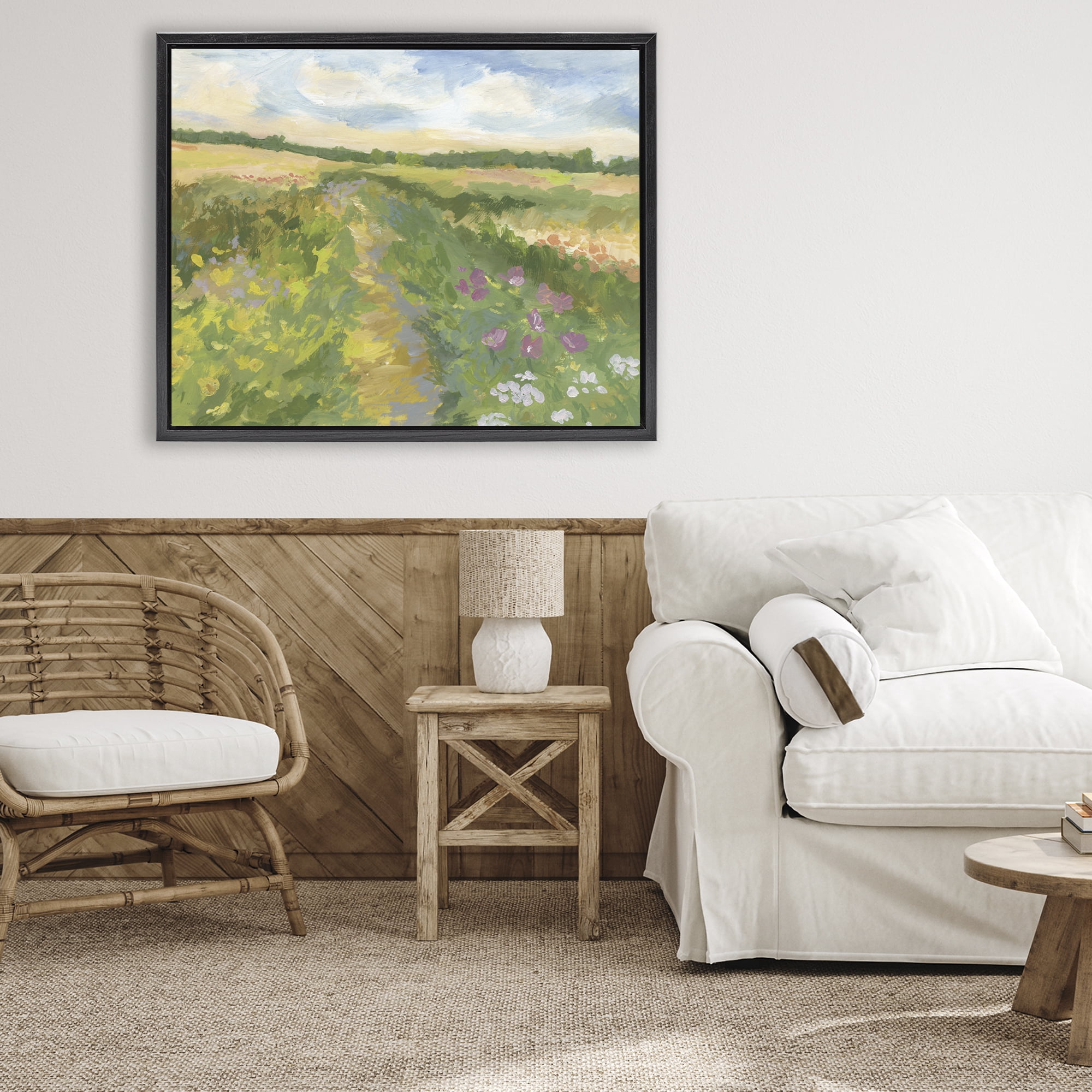 Stupell Industries Windswept Flower Field Black Framed Floater Canvas Wall Art, design by Victoria Barnes