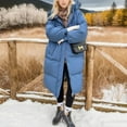 thumbnail image 2 of Wutalume Women's Solid Color Winter Thickened Loose Long Knee-length Cotton-padded Down Jacket Coat, Warm and Cozy, Oversized Design, Perfect for Extreme Cold Weather,Blue M, 2 of 5