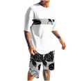 thumbnail image 1 of Mangas de Mano para Hombres, Impresión Hawaiana Suelta Casual, Pantalones Cortos Deportivos de Cintura Elástica Y Set de Blusa, 1 of 5
