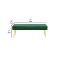 thumbnail image 5 of Benjara Lida 45 Inch Bench, Cushioned Channel Tufting, Green Velvet Upholstery, Gold, 5 of 5