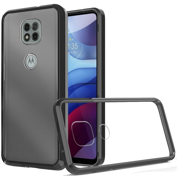 for Motorola Moto G Power 2021 Hybrid Slim Crystal Clear Transparent Shock-Absorption Bumper with TPU   Hard PC Back Frame Cover ,Xpm Phone Case [Black]