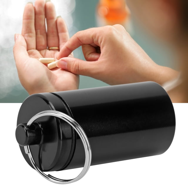 Case Mini Portable Keychain Medicine Holder Aluminium Waterproof Medicine Box Container for Outdoor Travel Camping