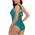 thumbnail image 4 of Easygdp Teal Women's One Shoulder Ruffle Monokini Bathing Suits with Removable Chest Pad, Quick Drying - XX-Large, 4 of 8