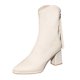 thumbnail image 1 of NECHOLOGY Botas Mujer Adulto Femenino Zapatos Botines para mujer Botines de mujer Color sólido Moda simple Puntiagudo Cómodo Tacón grueso Tacón cuadrado Cremallera trasera (White, 8), 1 of 7