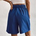 thumbnail image 3 of SWSMCLT Women's Above Knee Length Shorts Boyleg Comfy Elastic Band Slash Pocket Billowy Casual Shorts Bunched Blue Large, 3 of 5