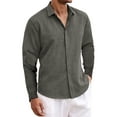 thumbnail image 3 of Thrilos Mens Dress Shirts Long Sleeve Tops Button Up Work Shirts Casual Linen Shirt for Men, 3 of 7