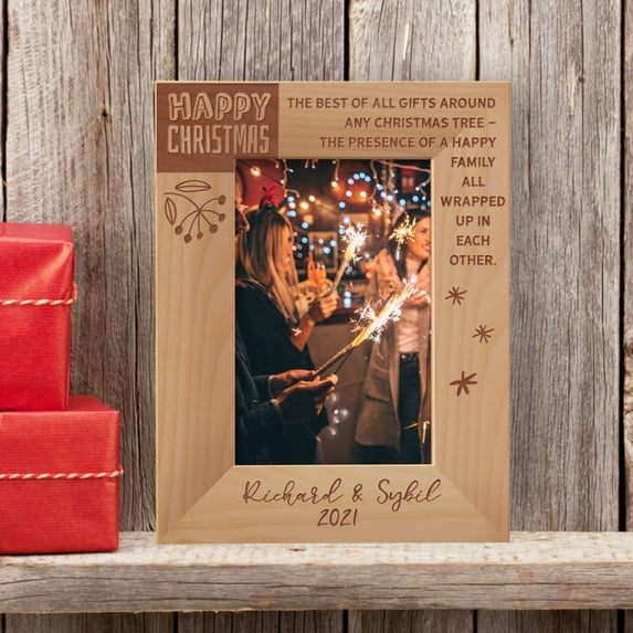 The Best Of All Gifts Around Any Christmas Tree Personalized Wooden Frame 4" x 6" Brown (Vertical)