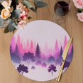 thumbnail image 3 of Purple Pink Ombre Forest Round 13 Inch Placemats Set of 4, Tree Modern Abstract Art HeatResistant Non Slip Place Mats for Dining Table, Wipeable Braided Kitchen Table Mats for Housewarming, 3 of 9