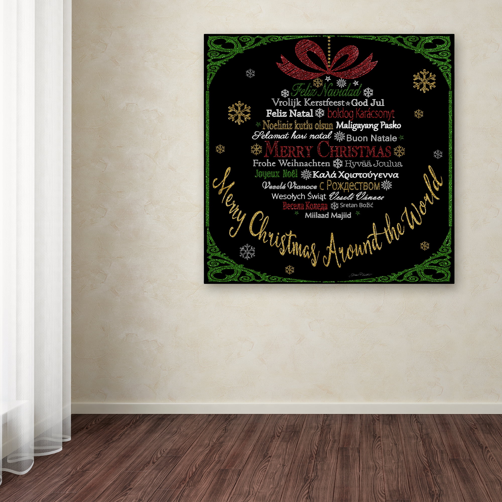 Trademark Fine Art 'Merry Christmas Glitter' Canvas Art by Jean Plout