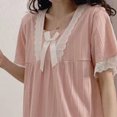 thumbnail image 3 of Vestido de dormir de las mujeres de manga corta de encaje arco decoración lindo estilo dulce pijamas vestido para el verano, 3 of 8