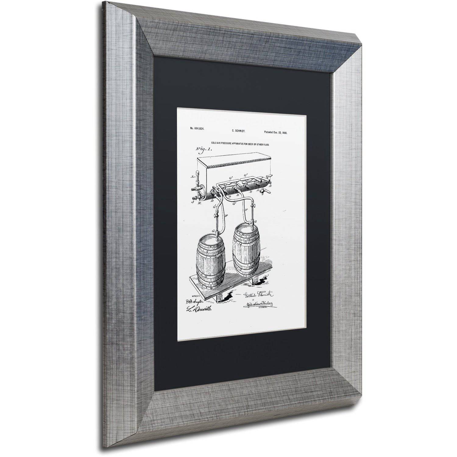 Trademark Fine Art "Art Of Brewing Beer Patent White" Canvas Art by Claire Doherty Black Matte, Silver Frame