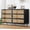 Black, variant on Homhougo Rattan 6 Drawer Dresser for Bedroom, Large Double Dresser with Deep Drawers, Chest of Drawers for Closet with Wide Top, Long Wooden Dresser for Living Room, Hallway, Kids Room, White