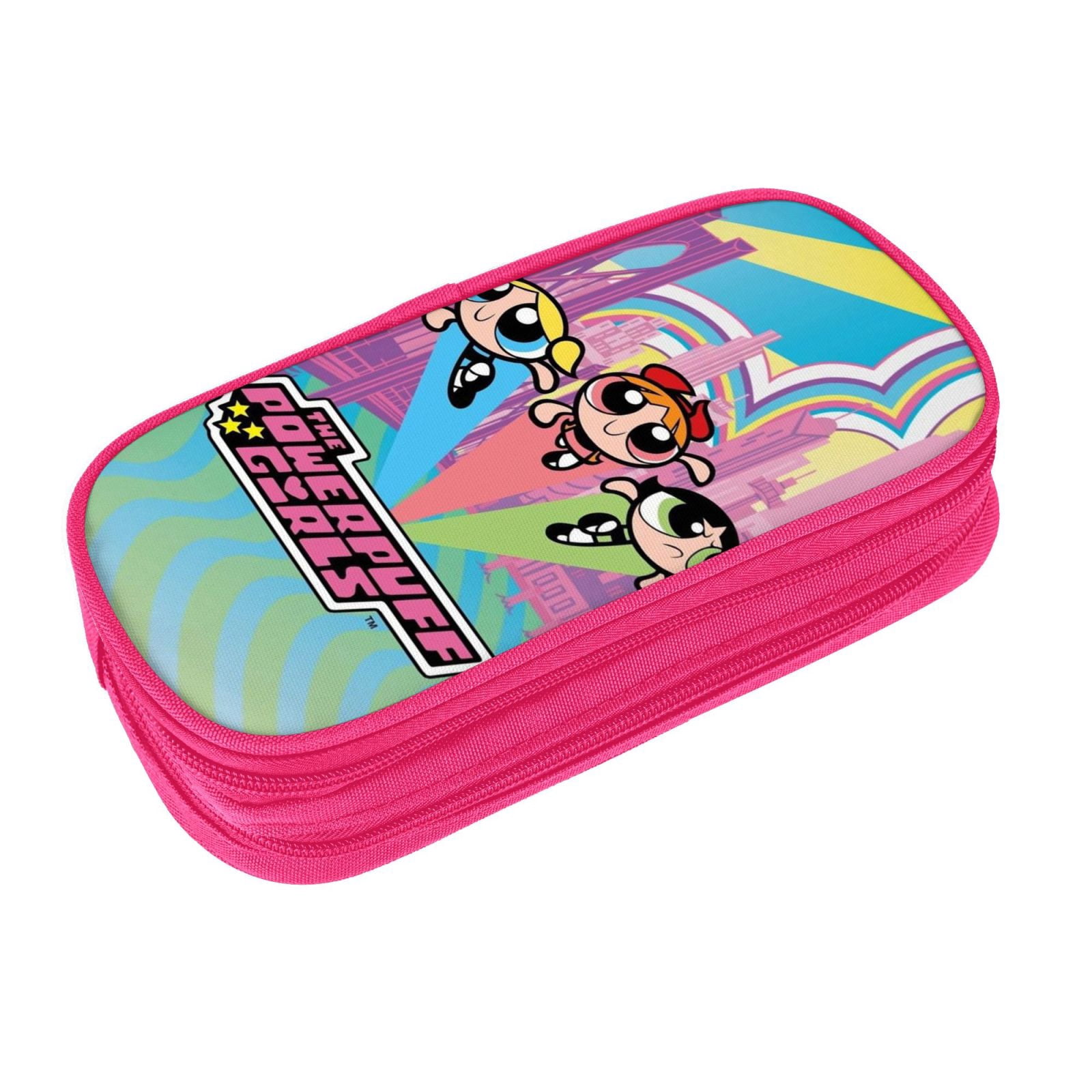 The Powerpuff Gi-rls Pencil Case Large Capacity Pencil Pouch Penbag Office Stationery Organizer Travel Makeup Bag Pink