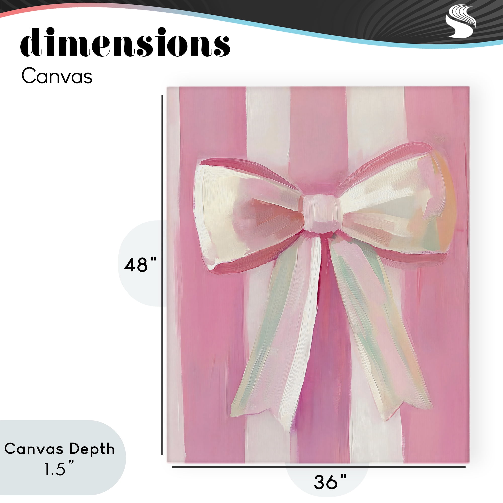 Stupell Industries Preppy Pink Bow on Stripes Canvas Wall Art, design by The Prints Vibe