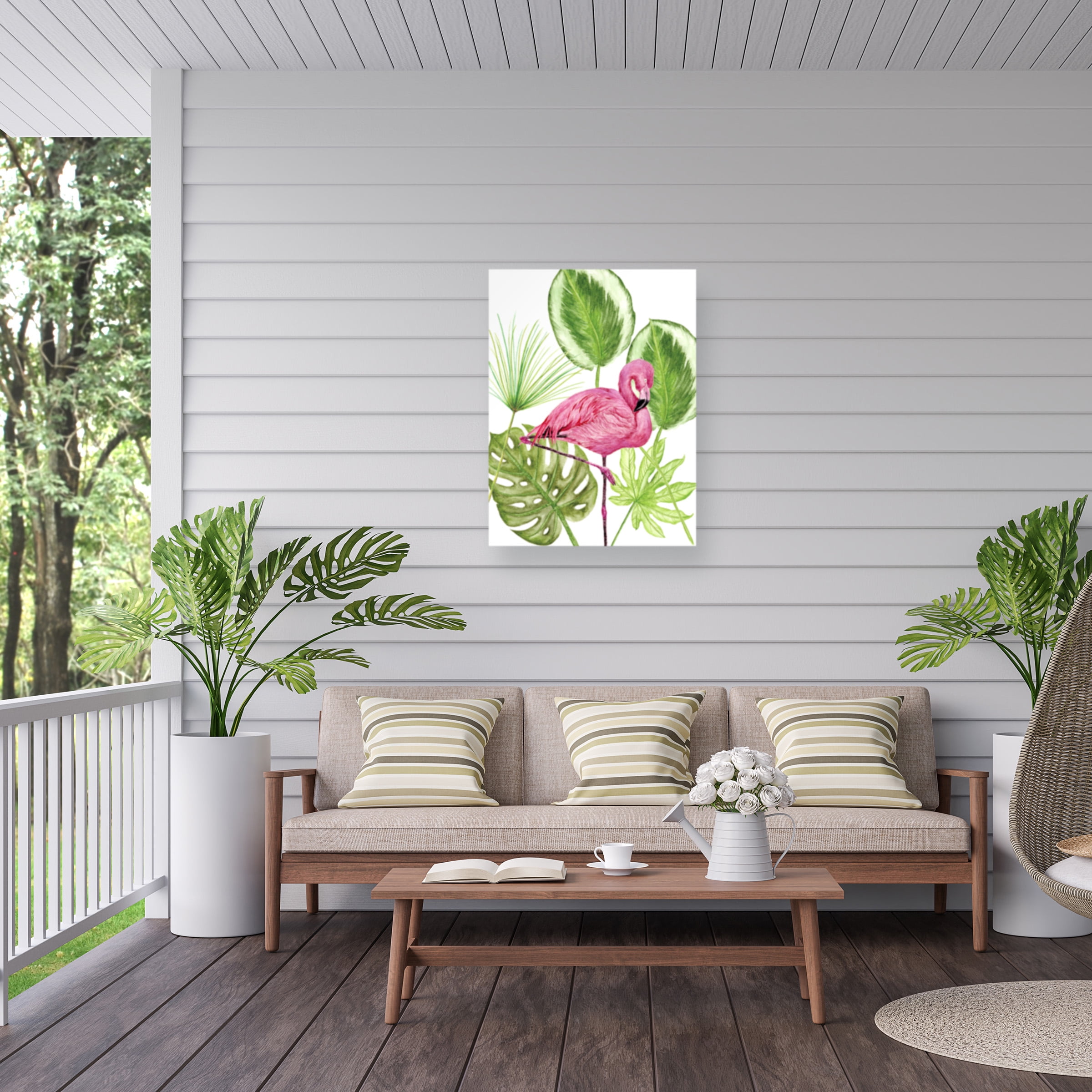Melissa Wang 'Tropical Flamingo II' Outdoor Canvas 47x47