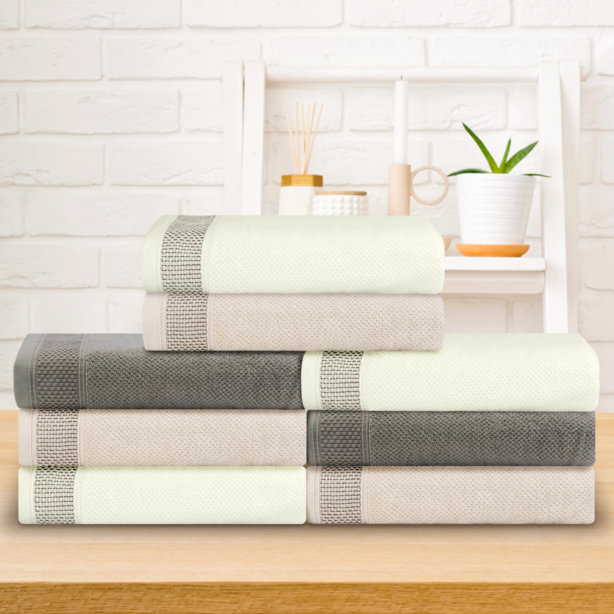 Unique Bargains 100% Cotton 2 Pack Solid Bath Towels Quick Dry and Absorbent Light Brown