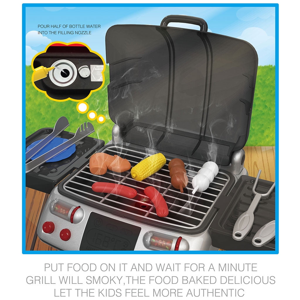 Spray Griddle Electric Stove Play Food Kitchen Grill Set With LED Lights Kid Toy 