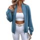 thumbnail image 2 of Suéter de Punto con Cremallera para Mujer, Larga, Cárdigan Abierto por Delante, Cárdigan Cálido con Bolsillos, Abrigo de Abrigo Azul M, 2 of 10