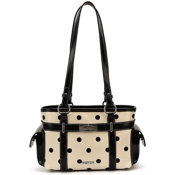 KKLDOGS Polka Dot Shoulder Bag for Women Polkadot Hobo Tote Purse | Multi Pocket Shoulder Purse Trendy Belt Design Handbag