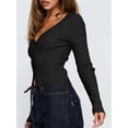 thumbnail image 4 of Women'S Long Sleeve Cardigan Open Front Knit Cropped Sweaters Fall V Neck Button Down Jacket Tops, 4 of 8