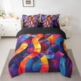 thumbnail image 2 of Castle Fairy Gradient Stripes Twin Bedding Sets,Abstract Lines Bedding Comforter Set, 2 of 8